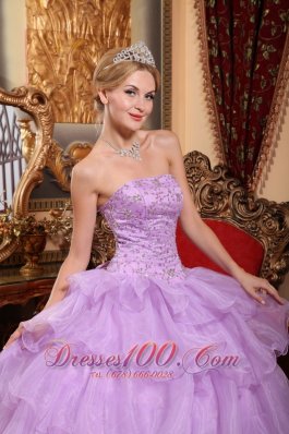 Lavender Sweet 16 Birthday Dress Beading Ruffles Strapless