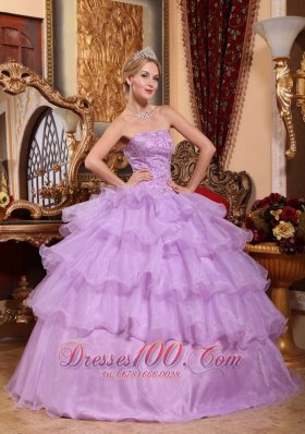 Lavender Sweet 16 Birthday Dress Beading Ruffles Strapless