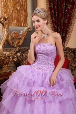 Lavender Sweet 16 Birthday Dress Beading Ruffles Strapless