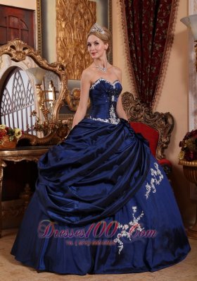 Modest Blue Appliques Pick-ups Quinceanera Dress