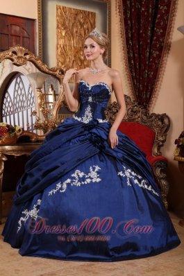 Modest Blue Appliques Pick-ups Quinceanera Dress