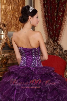 Cheap Dark Purple Quinceanera Dress Sequins Ruffles Organza