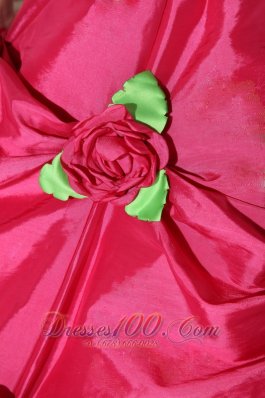 Hot Pink Quinceanera Dress Spaghetti Straps Hand Flowers