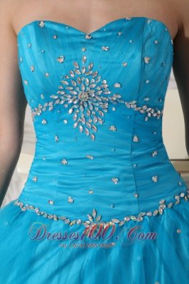 2013 Teal Beading Ruch Strapless Quinceanera Dress