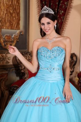 Baby Blue Sweet 16 Dress Beading Ruch Sweetheart