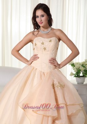 Champagne Floor-length Quinceanera Dress Beading Embroidery