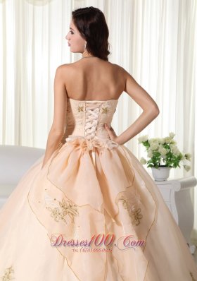 Champagne Floor-length Quinceanera Dress Beading Embroidery