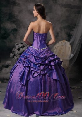 Lavender Appliques Strapless Dress for Quinceanera