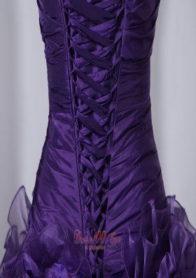 Purple A-Line Hand Flowers Quinceanea Dress Beading