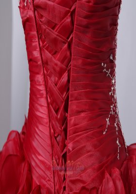 Wine Red Beading and Ruffles Quinceanea Dress A-Line Sweetheart