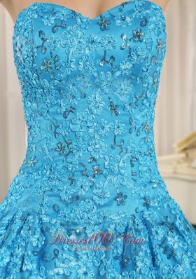 Blue Embroidery Sequins Sweetheart Quinceanera Dress