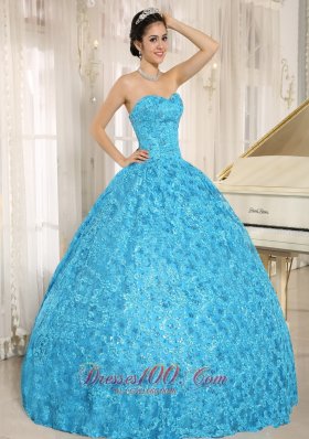 Blue Embroidery Sequins Sweetheart Quinceanera Dress