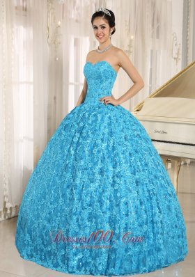 Blue Embroidery Sequins Sweetheart Quinceanera Dress