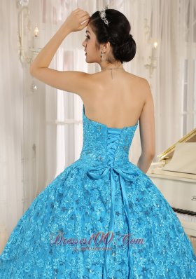 Blue Embroidery Sequins Sweetheart Quinceanera Dress