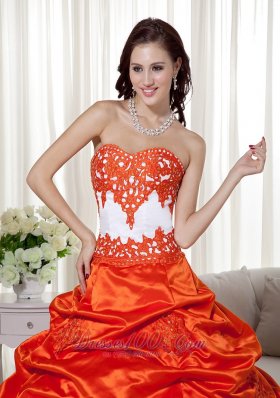 Modern Orange Pick-ups Beading Ball Gown Dress for Quince