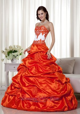 Modern Orange Pick-ups Beading Ball Gown Dress for Quince