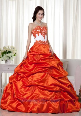 Modern Orange Pick-ups Beading Ball Gown Dress for Quince