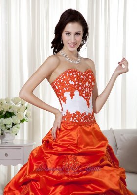 Modern Orange Pick-ups Beading Ball Gown Dress for Quince