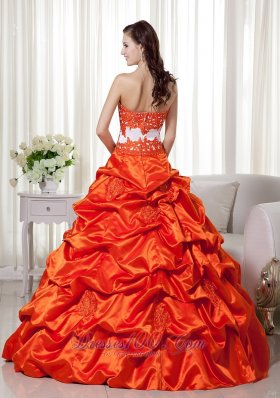 Modern Orange Pick-ups Beading Ball Gown Dress for Quince