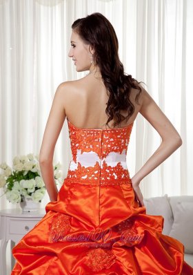 Modern Orange Pick-ups Beading Ball Gown Dress for Quince