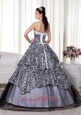 Luxurious A-line Sweetheart Zebra Print Quinceanera Dress