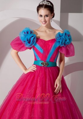 Unique Hot Pink Off the Shoulder Quincenera Dress