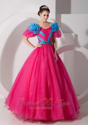 Unique Hot Pink Off the Shoulder Quincenera Dress