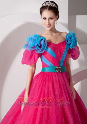 Unique Hot Pink Off the Shoulder Quincenera Dress