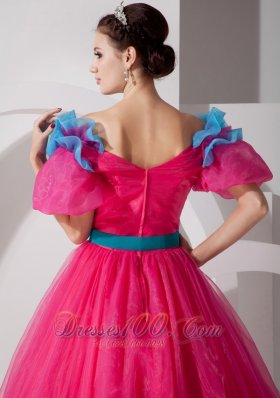 Unique Hot Pink Off the Shoulder Quincenera Dress