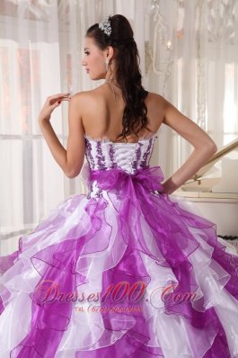 Coloful Quinceanera Dress Appliques Ruffle Sash