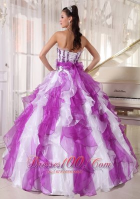 Coloful Quinceanera Dress Appliques Ruffle Sash