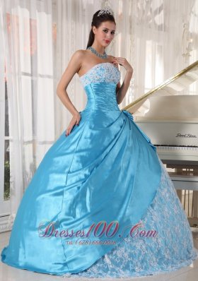 2013 Aque Blue and Flower Print Quinceanera Dress