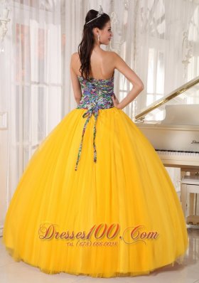 Best Seller Colorful and Yellow Sweet 16 Dress Bowknot