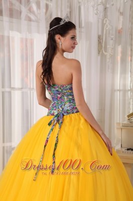 Best Seller Colorful and Yellow Sweet 16 Dress Bowknot