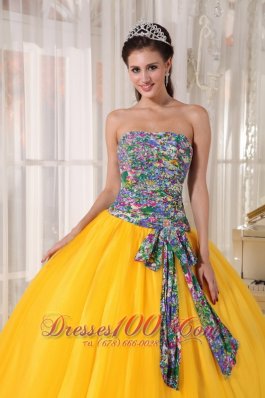 Best Seller Colorful and Yellow Sweet 16 Dress Bowknot