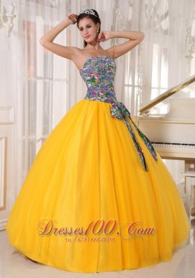 Best Seller Colorful and Yellow Sweet 16 Dress Bowknot