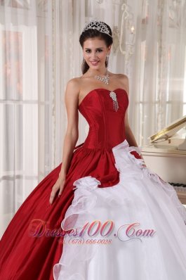 Beautiful Wine Red and White Quinceanera Gowns 2013