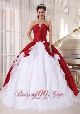 Beautiful Wine Red and White Quinceanera Gowns 2013