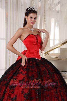 Red and Black Quinceanera Dress Taffeta and Tulle