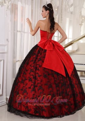 Red and Black Quinceanera Dress Taffeta and Tulle