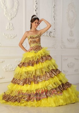 Leopard Print and Yellow Sweet 16 Dress
