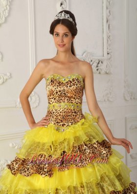 Leopard Print and Yellow Sweet 16 Dress