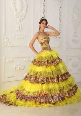 Leopard Print and Yellow Sweet 16 Dress