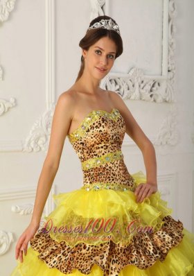 Leopard Print and Yellow Sweet 16 Dress