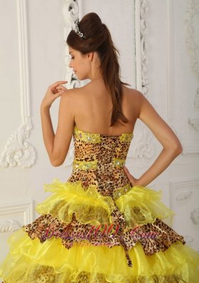 Leopard Print and Yellow Sweet 16 Dress