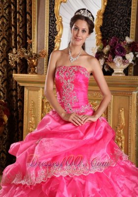 Pretty Hot Pink Ruffles Beading Sweet 16 Dresses 2013