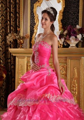 Pretty Hot Pink Ruffles Beading Sweet 16 Dresses 2013