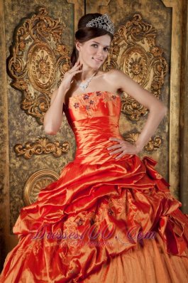 2011 Orange Pick-ups Strapless Ball Gown Quince Dress