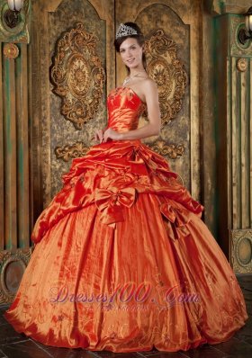 2011 Orange Pick-ups Strapless Ball Gown Quince Dress