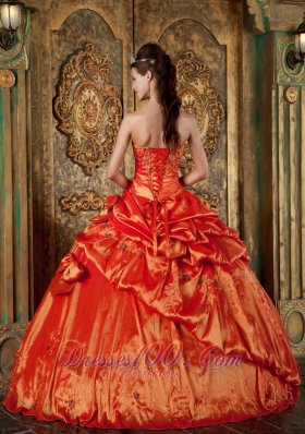 2011 Orange Pick-ups Strapless Ball Gown Quince Dress